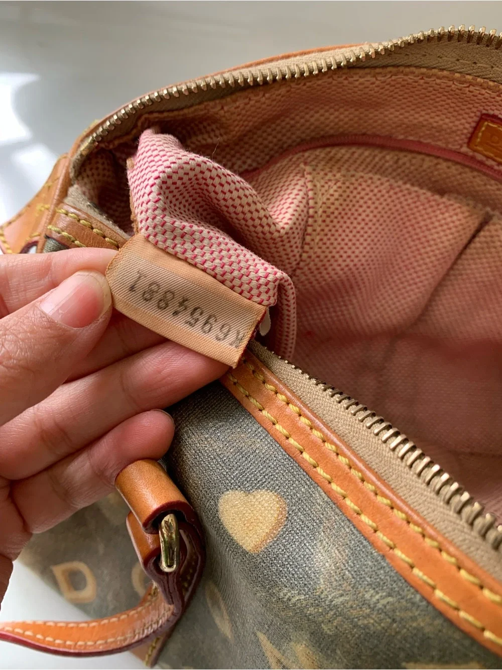 Dooney & Bourke Brown Logo Crossbody with Tan Trim